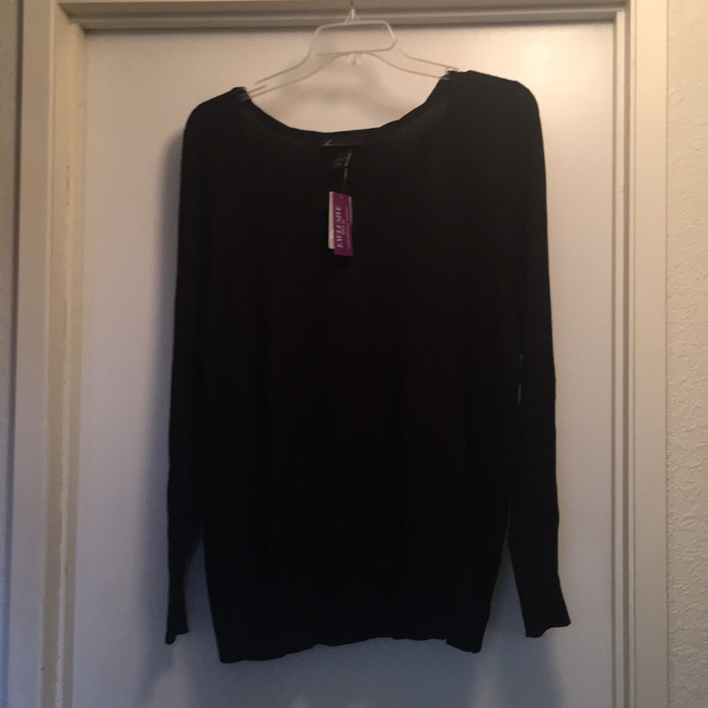 Scooped neck black sweater
